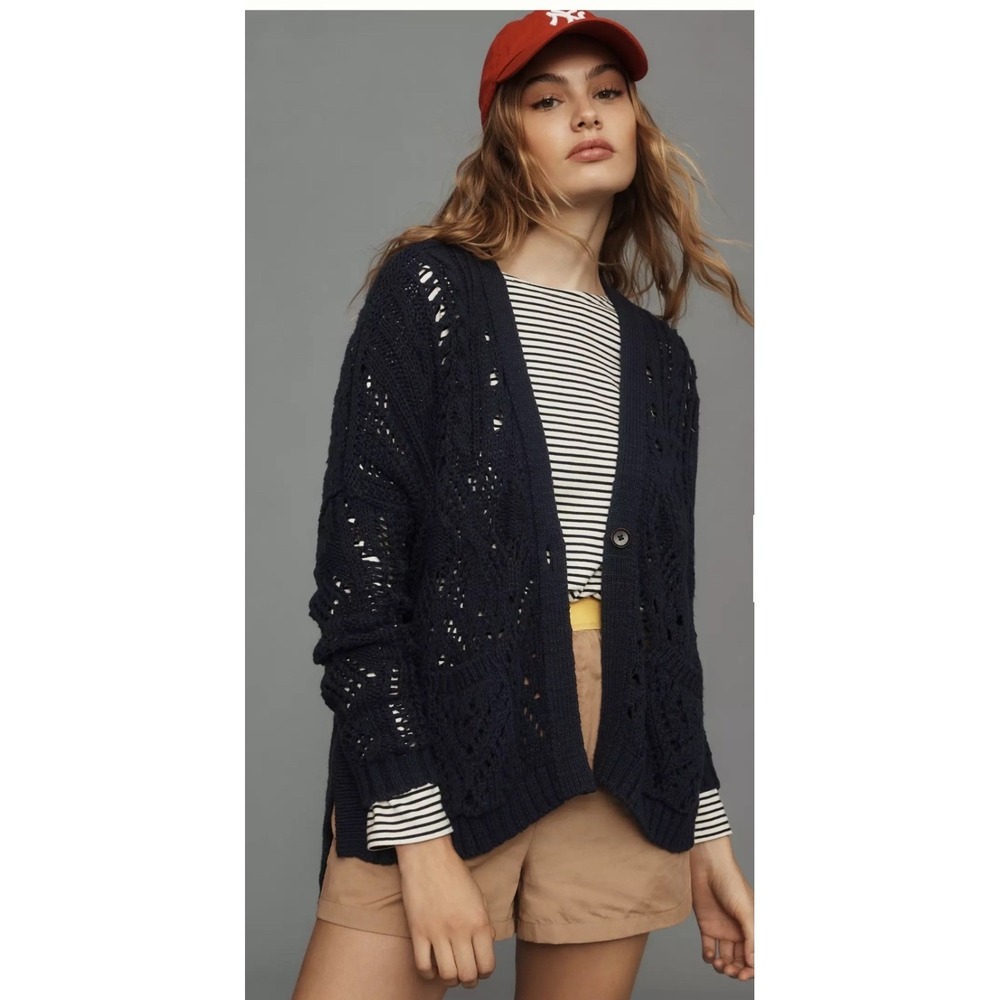 Pilcro Open-Stitch CardiganSweater Size Medium Anthropologie Oversized‎
